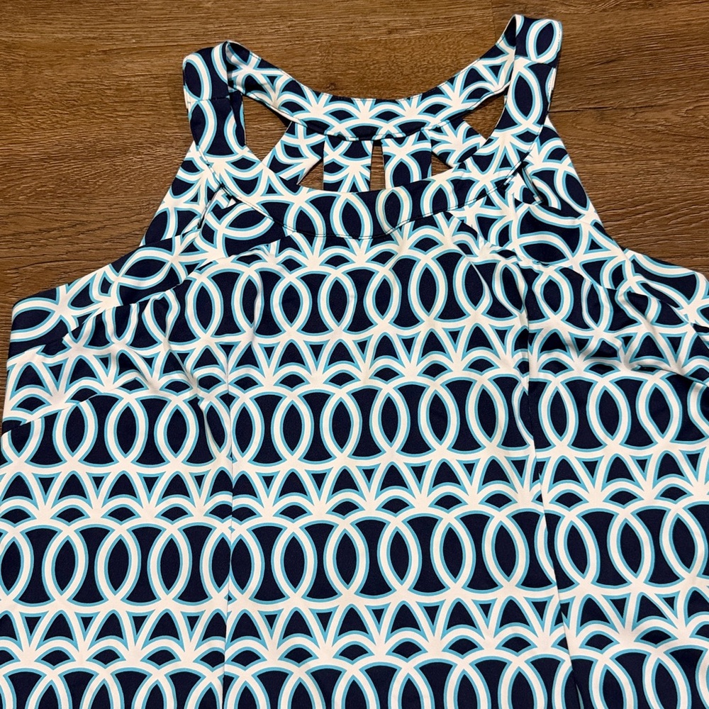 Lulu-B Navy & Light Blue Geometric Tank Dress - Picture 4 of 6